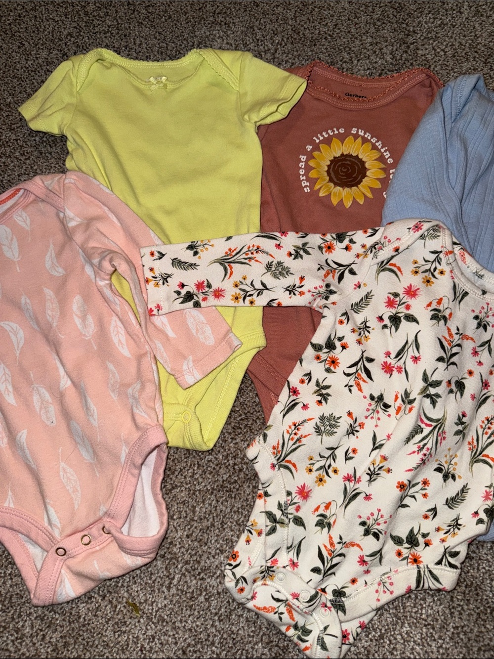 Mixed Floral & Solid Baby One-Piece Bodysuit - set of 5 onsies